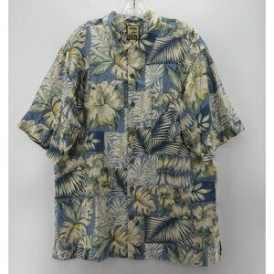 Tommy Bahama Shirt Large Silk Hawaiian Loop Collar Camp Floral Tropical